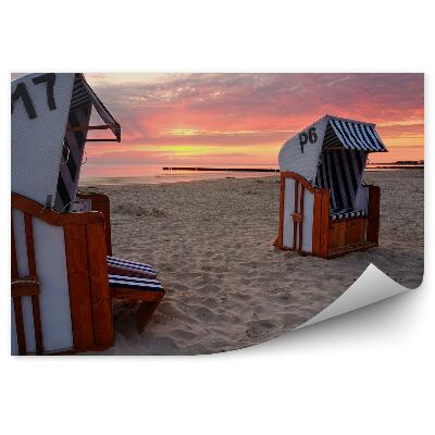 Okleina na ścianę Plaża nad morzem Bałtyk delikatne chmury