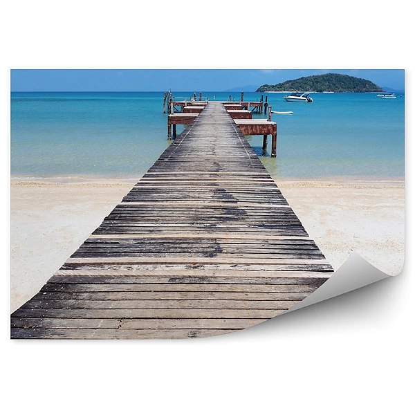 Okleina ścienna Stare drewniane molo na plaży wyspa tajlandia