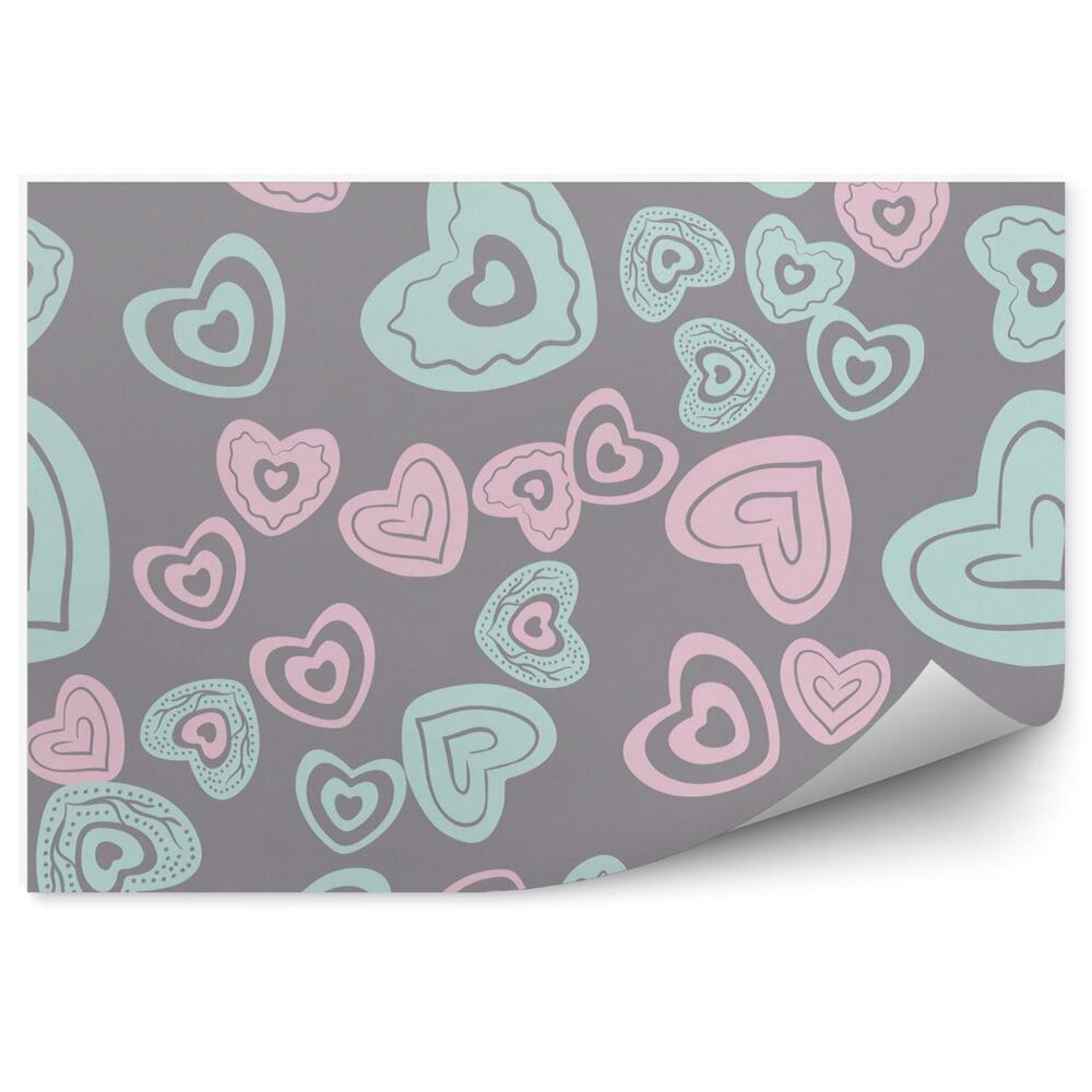 Fototapeta Wzór niebieskich i różowych serc