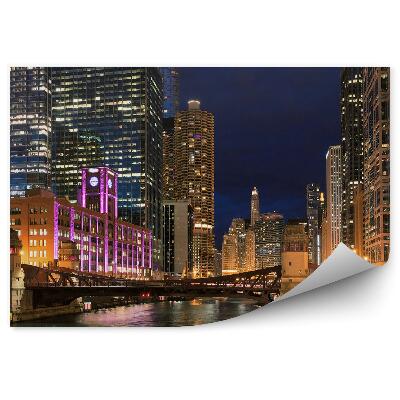 Fototapeta na ścianę wieżowce światła most noc