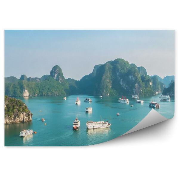 Fototapeta Łodzie skały zieleń rośliny ocean niebo krajobraz