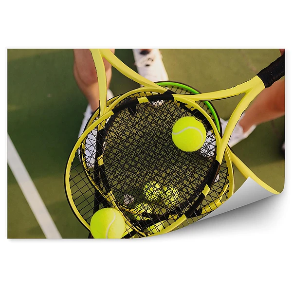 Fototapeta samoprzylepna Debel tenis rakiety tenisowe piłki gracze