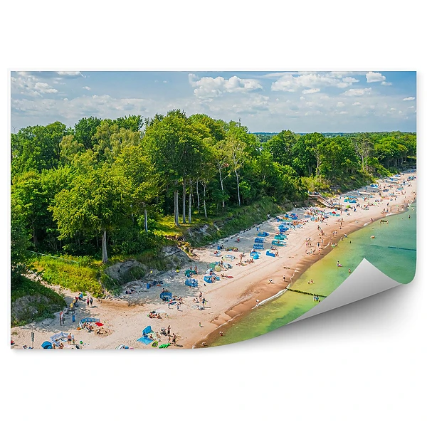 Okleina na ścianę Plaża turyści lato słońce zieleń
