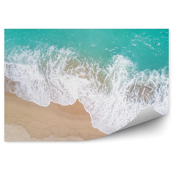 Fototapeta Widok z lotu ptaka tropikalna piaszczysta plaża fale oceanu