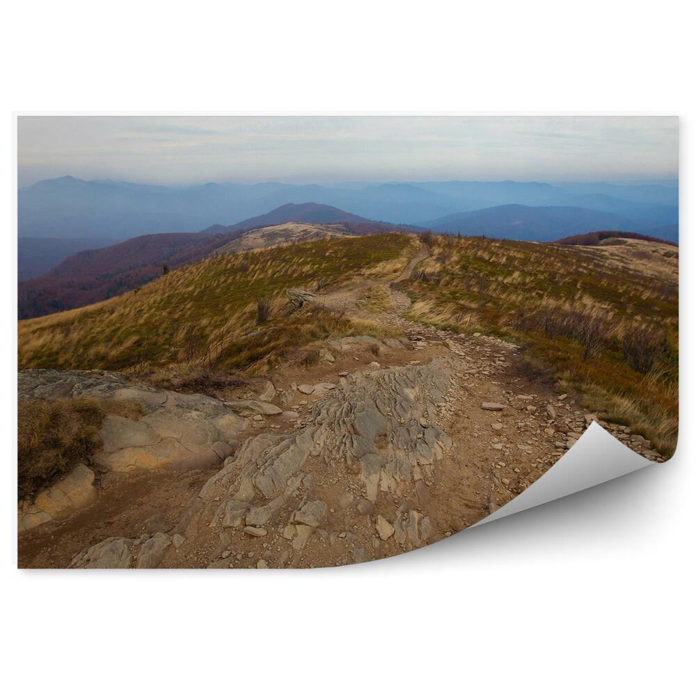 Okleina na ścianę Góry ścieżka trasa kamienie roślinność jesień