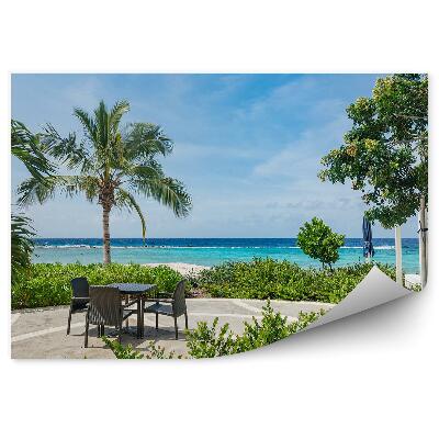 Okleina na ścianę Linia horyzontu morze palmy taras
