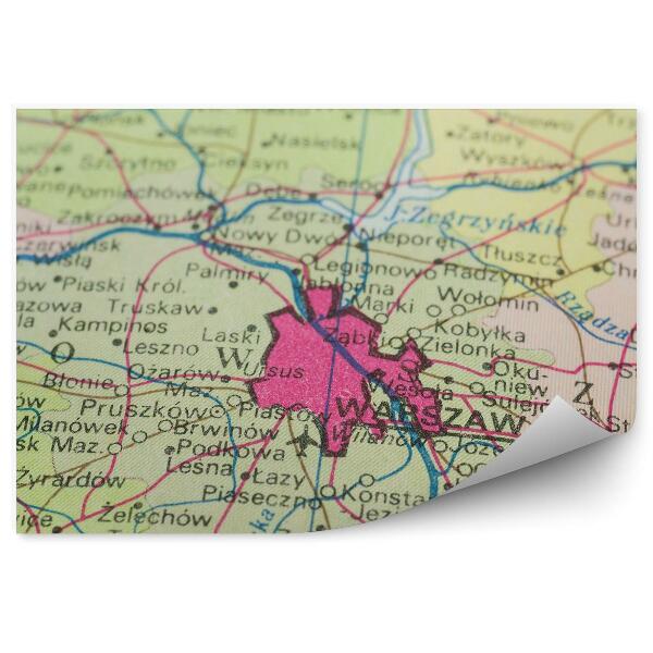 Fototapeta na ścianę Mapa polska warszawa miasta vintage