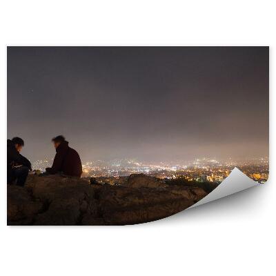 Fototapeta budynki światła skały ludzie noc Ateny Grecja