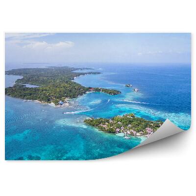 Okleina ścienna Wyspy domy drzewa ocean kartagina kolumbia niebo chmury