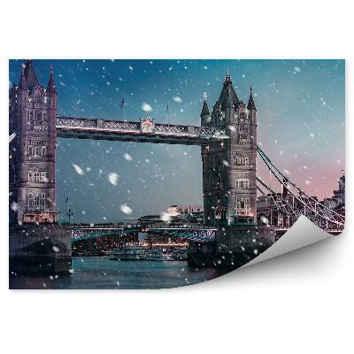Okleina na ścianę Londyn opady śniegu miasto most
