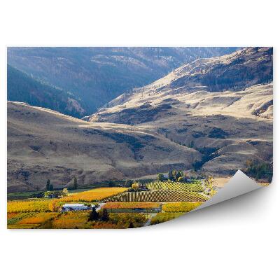 Okleina na ścianę Góry pola domy