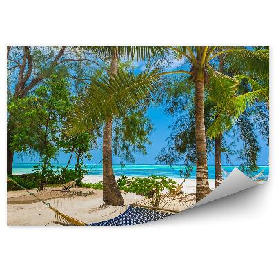 Fototapeta Hamaki plaża palmy ocean krzaki tanzania