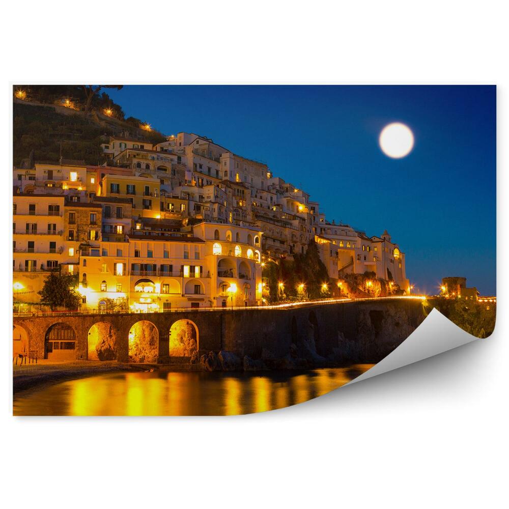 Okleina na ścianę Linia brzegowa miasta almafi nocny widok