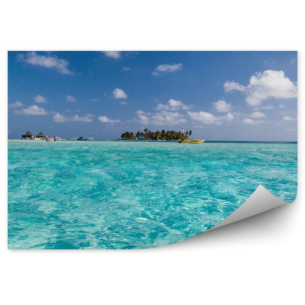 Fototapeta na ścianę Domki łódka rośliny przejrzysta woda