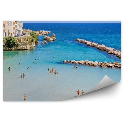 Okleina ścienna Architektura skały drzewa ludzie ludzie niebo chmury otranto