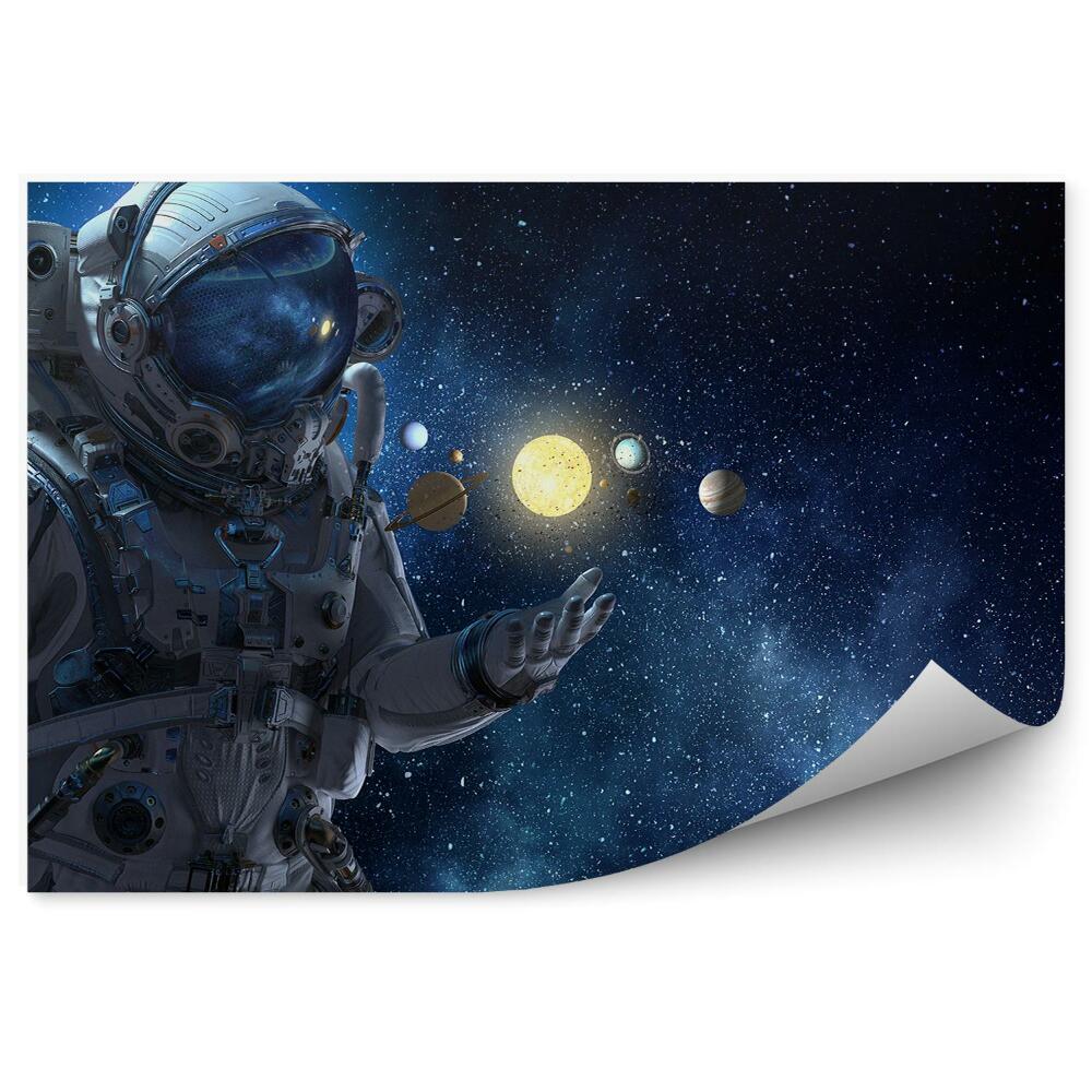 Fototapeta Astronauta planet słońce niebo gwiazdy