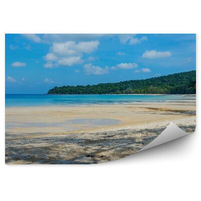 Fototapeta Kambodża plaża drzewa wyspa ocean niebo chmury piasek