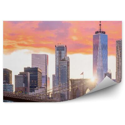 Okleina na ścianę Chmury na niebie nad nowym jorkiem architektura most