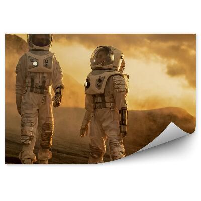 Fototapeta Dwóch astronautów przestrzeń suits noc chmury