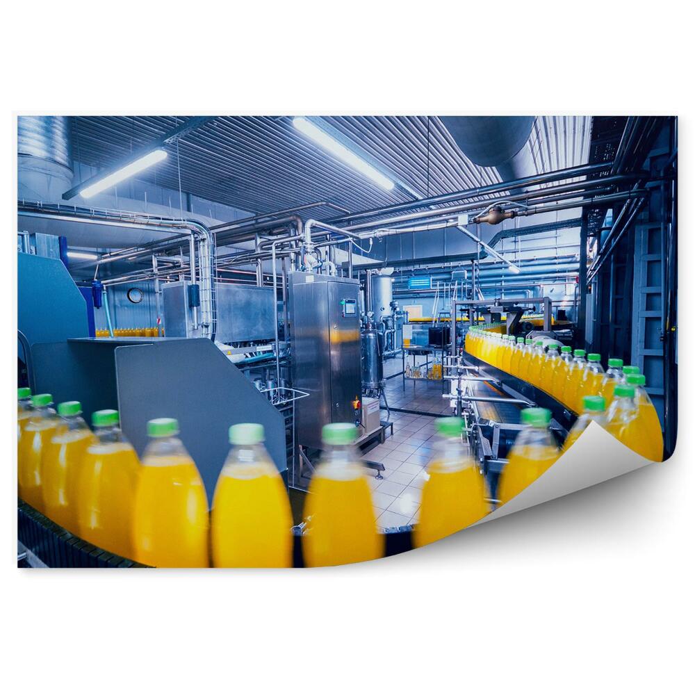 Okleina na ścianę Przenośnik butelek produkcja soków