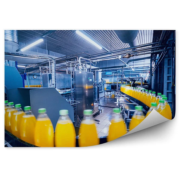Okleina na ścianę Przenośnik butelek produkcja soków