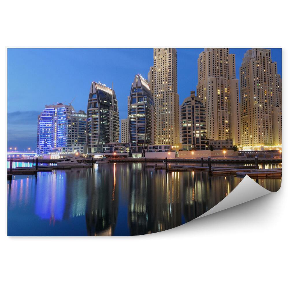 Okleina ścienna Dubaj o zmierzchu architektura woda