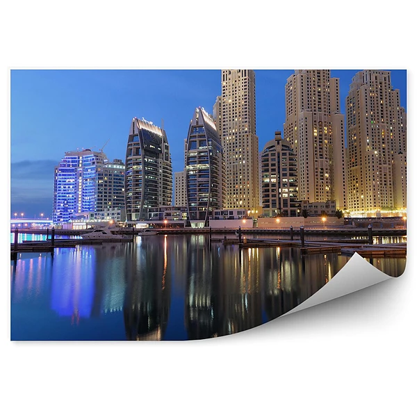 Okleina ścienna Dubaj o zmierzchu architektura woda