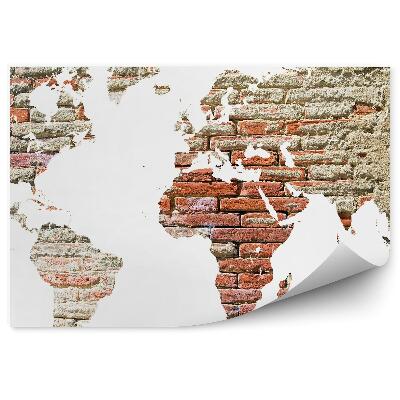 Fototapeta na ścianę Mapa świata z postarzałych cegieł