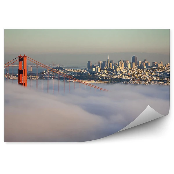 Okleina ścienna Golden gate most ocean san francisco poranna mgła wieżowce miasto widok