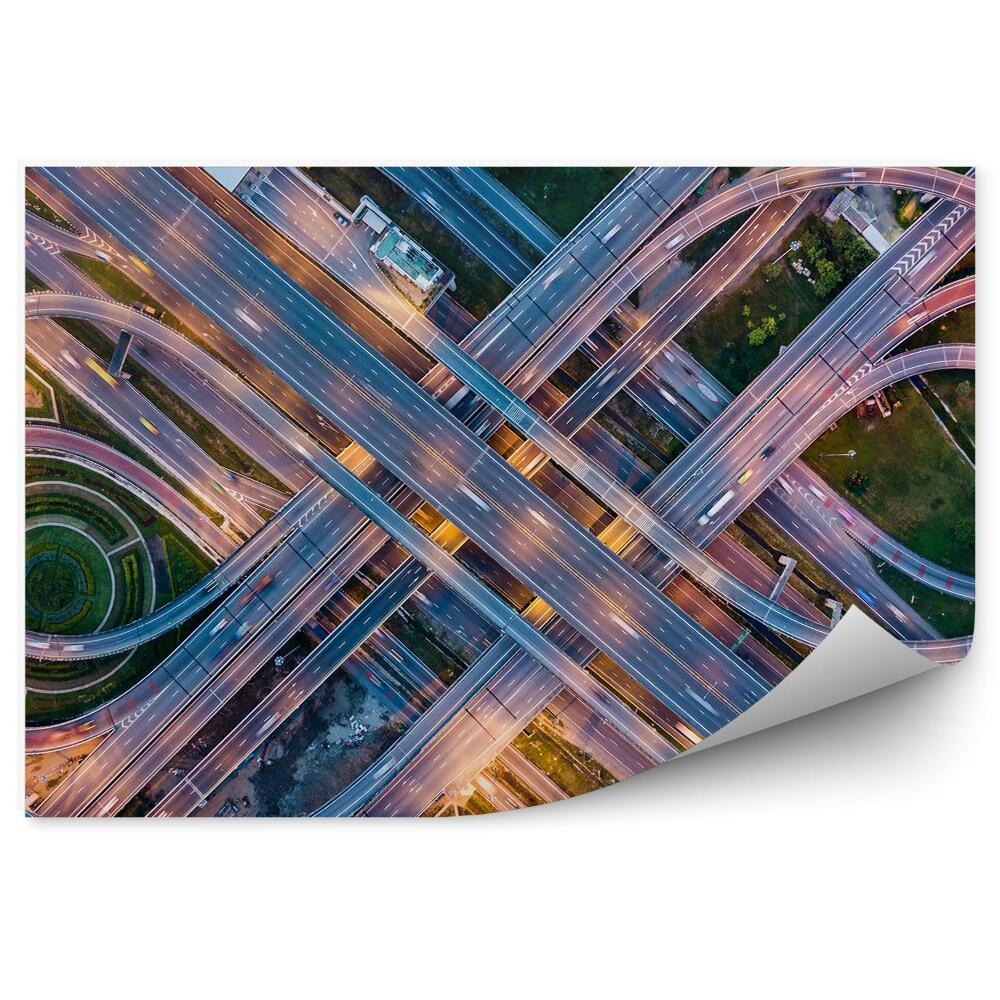 Okleina na ścianę Duża autostrada skrzyżowanie samochody ruch