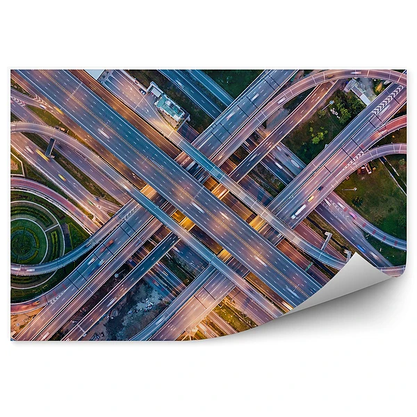 Okleina na ścianę Duża autostrada skrzyżowanie samochody ruch