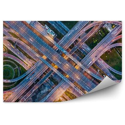 Okleina na ścianę Duża autostrada skrzyżowanie samochody ruch