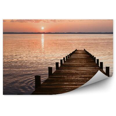 Okleina ścienna Most morze kaczki zachód słońca chmury