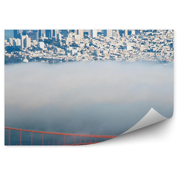 Okleina ścienna Poranna mgła wieżowce miasto widok golden gate most ocean san francisco
