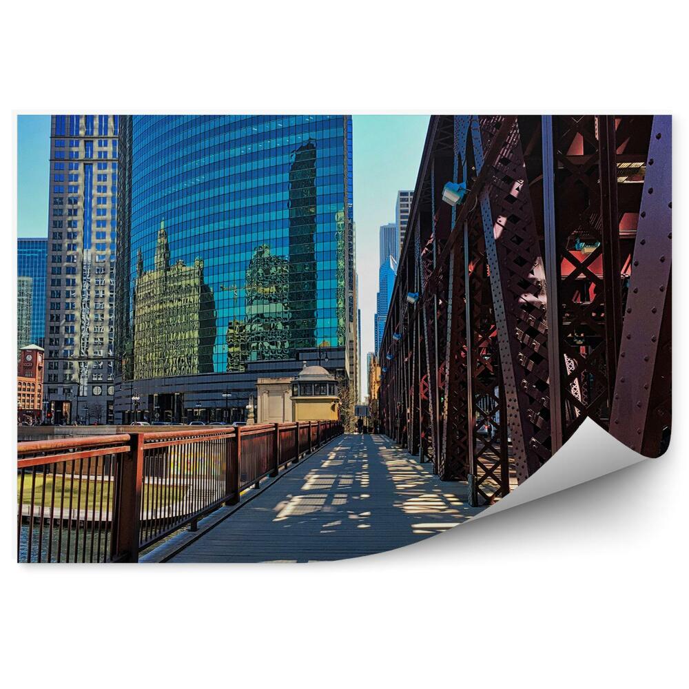 Okleina na ścianę Podwyższone tory kolejowe chicago miasto
