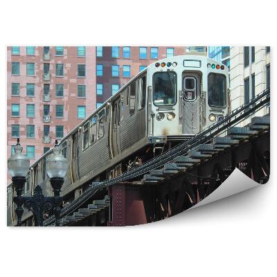 Okleina na ścianę Usa metro tory kolejowe miasto