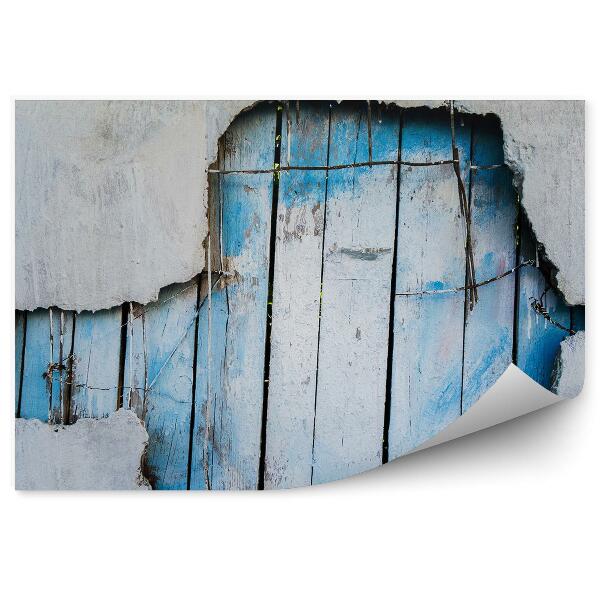 Okleina na ścianę Ścian otwór niebieski płot