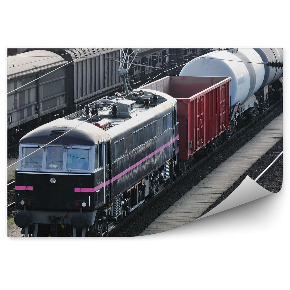 Okleina na ścianę Stacja kolejowa pociągi wagony