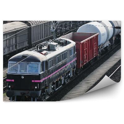 Okleina na ścianę Stacja kolejowa pociągi wagony