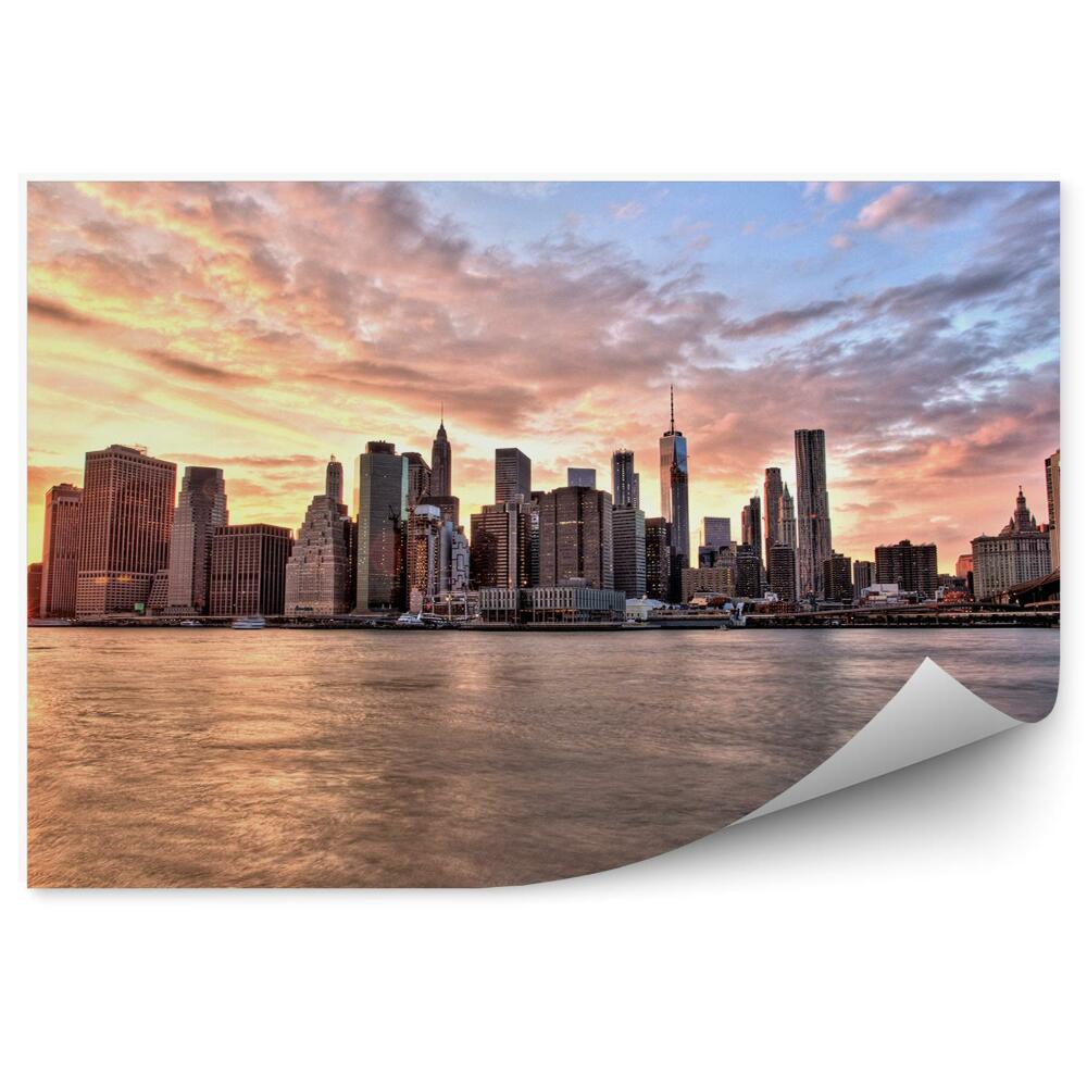 Okleina ścienna Nowy jork brooklyn most rzeka pochmurne niebo
