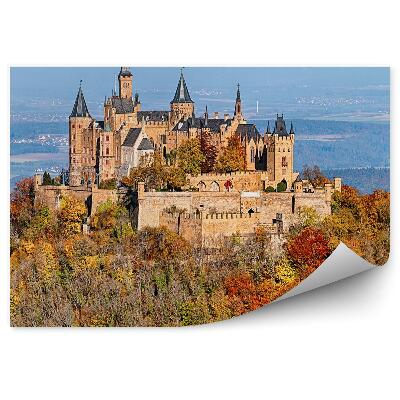 Okleina na ścianę Zamek hohenschwangau alpy bawarskie drzewa iglaste góry