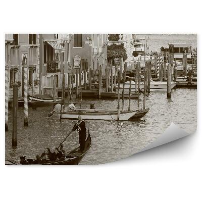Fototapeta na ścianę sepia gondole Wenecji łodzie budynki