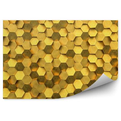 Okleina ścienna Złota mozaika sześciokątów