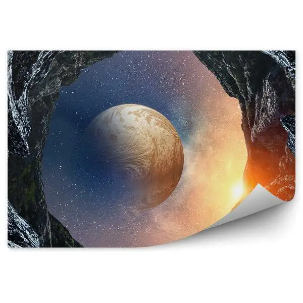 Fototapeta Planeta słońce skały niebo gwiazdy przestrzeń kosmiczna galaktyka