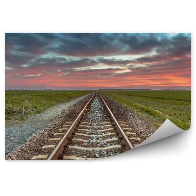 Okleina na ścianę Panorama kolej tory natura zachód słońca