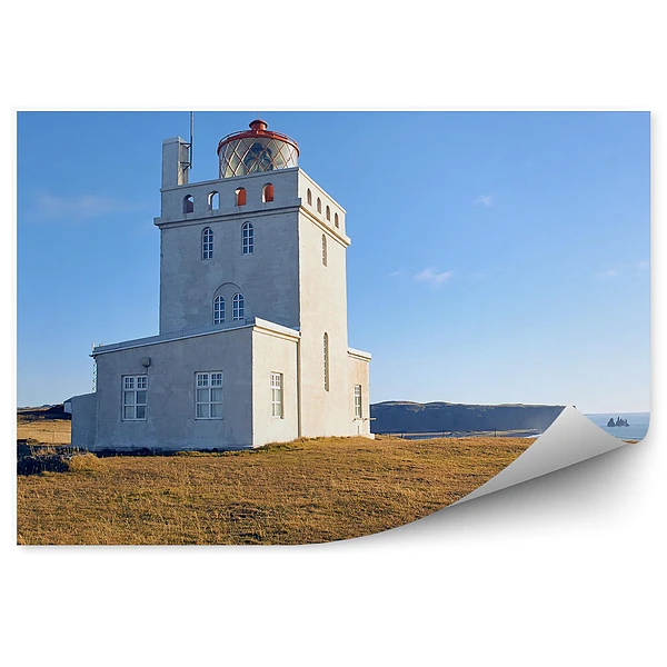 Okleina ścienna Islandia latarnia natura skarpa woda