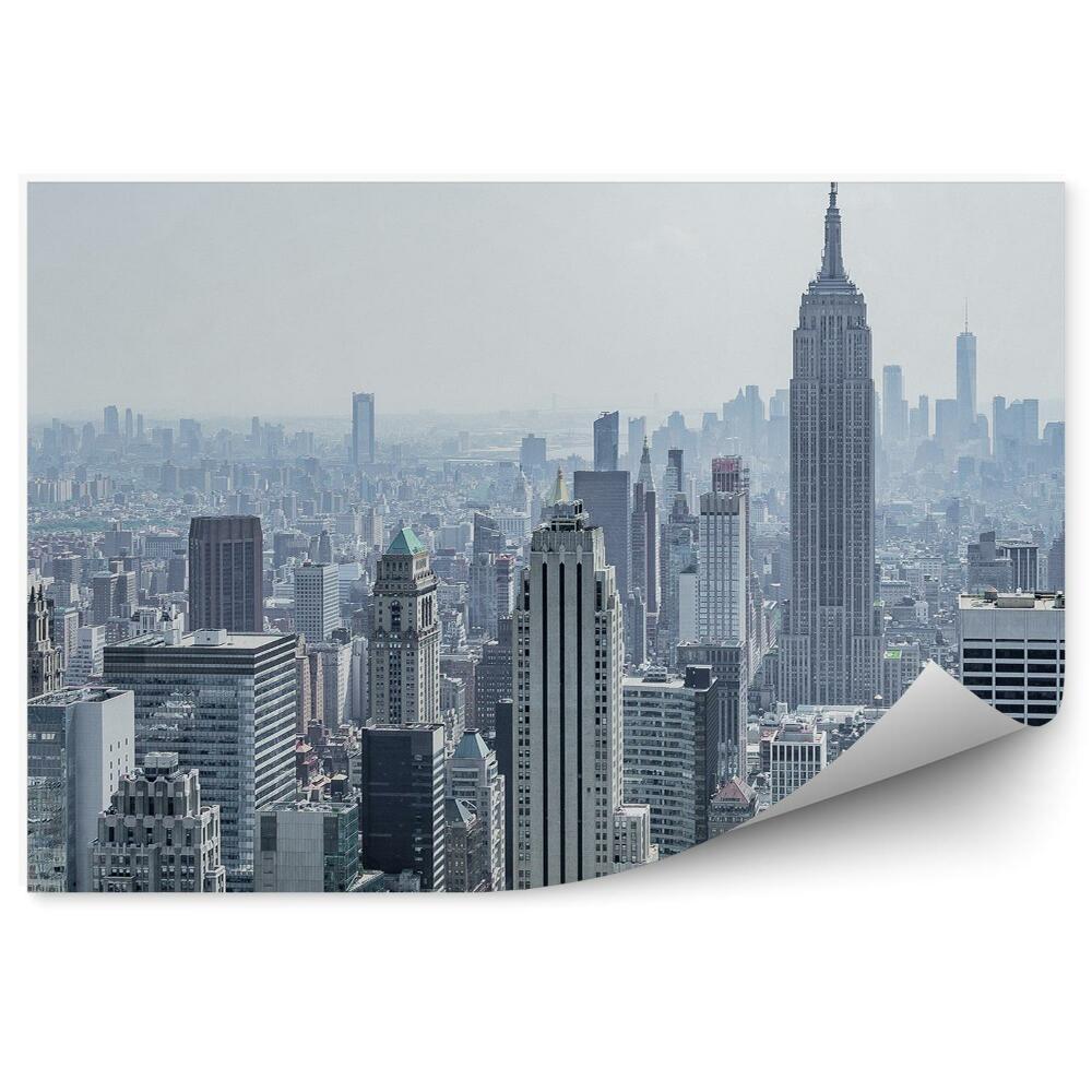 Okleina ścienna Panorama miasta z lotu ptaka budynki szarość