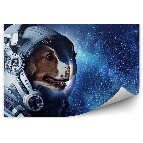 Fototapeta Pies astronauta niebo gwiazdy droga mleczna