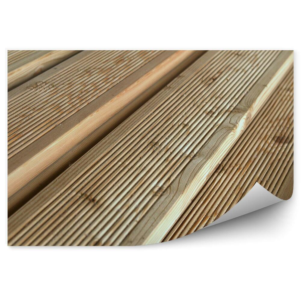 Fototapeta samoprzylepna Deski tarasowe z modrzewia w perspektywie