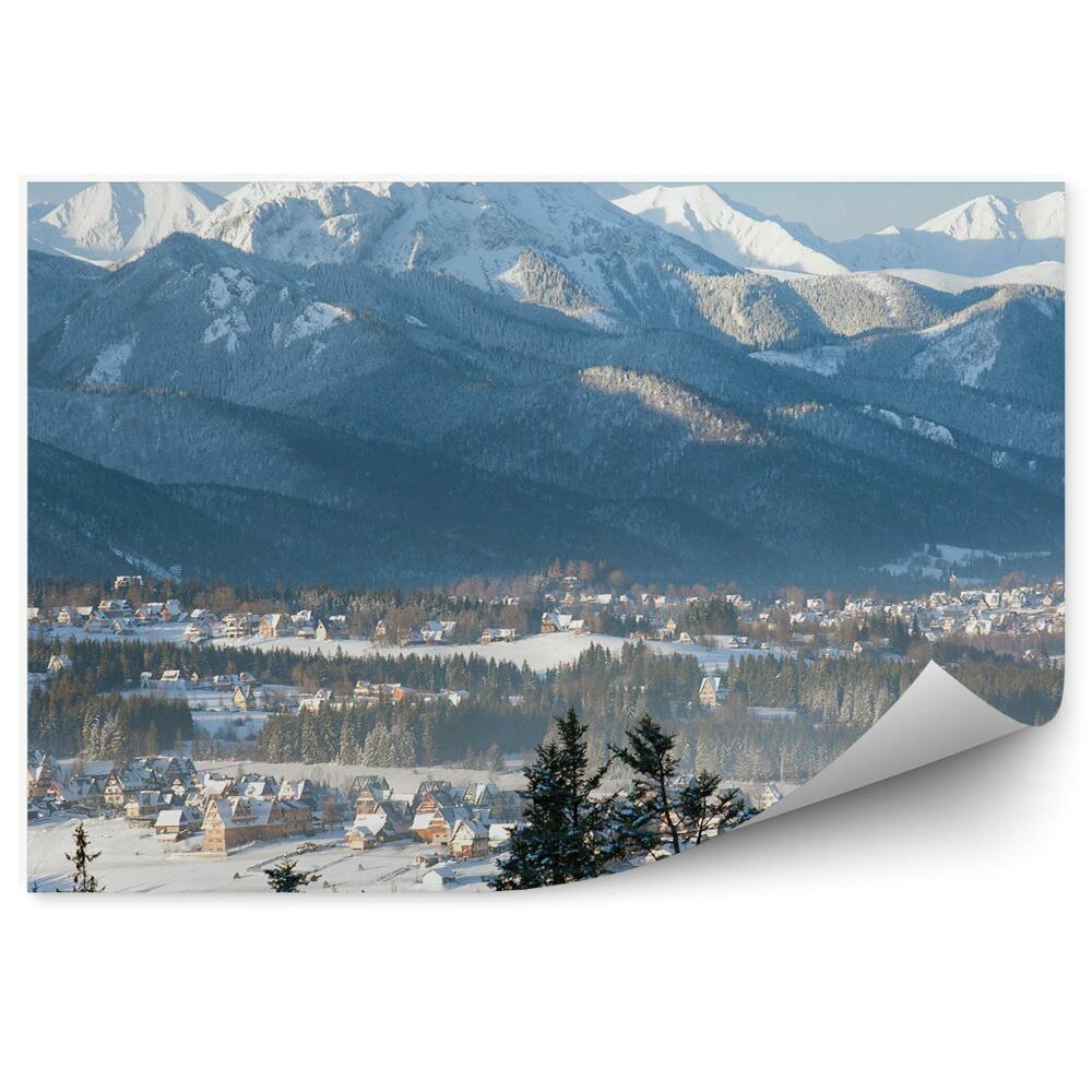 Okleina na ścianę Gubałówka panorama Zakopane góry śnieg zima Tatry